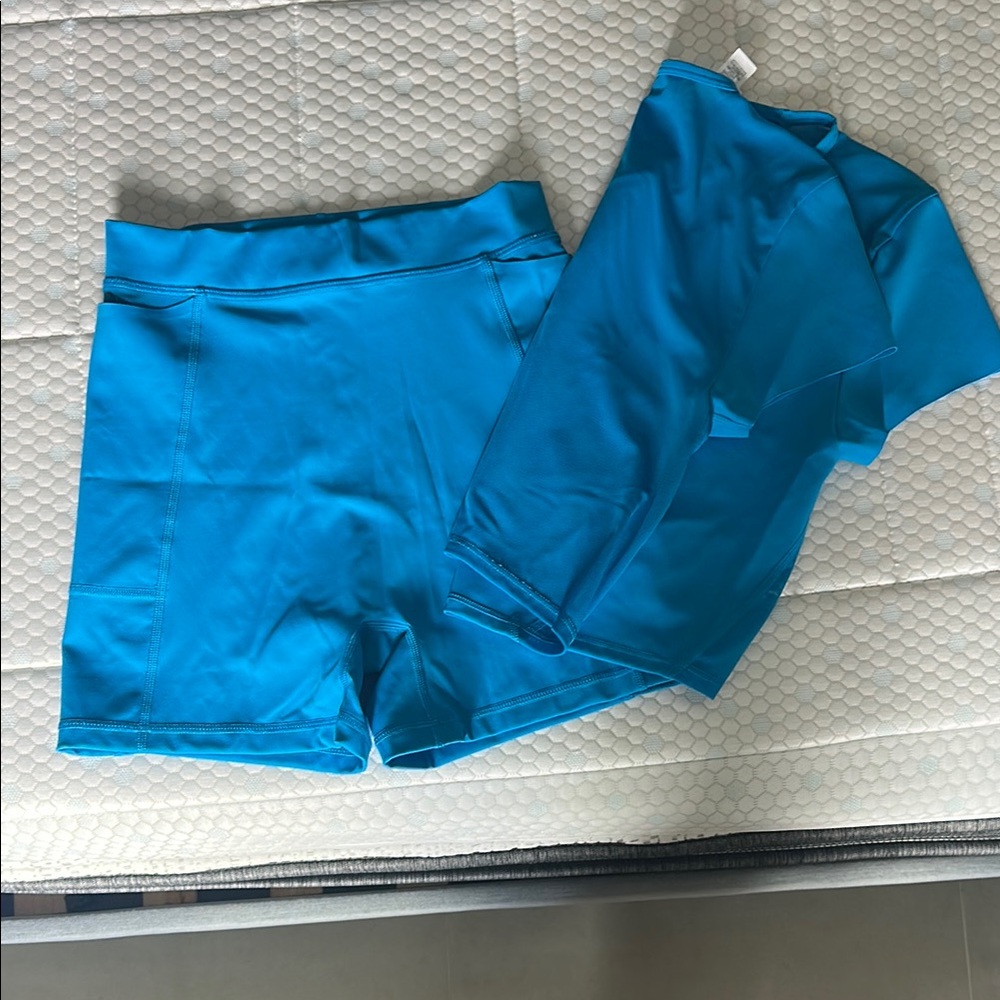 Blue Athletic Shorts and Top Set
